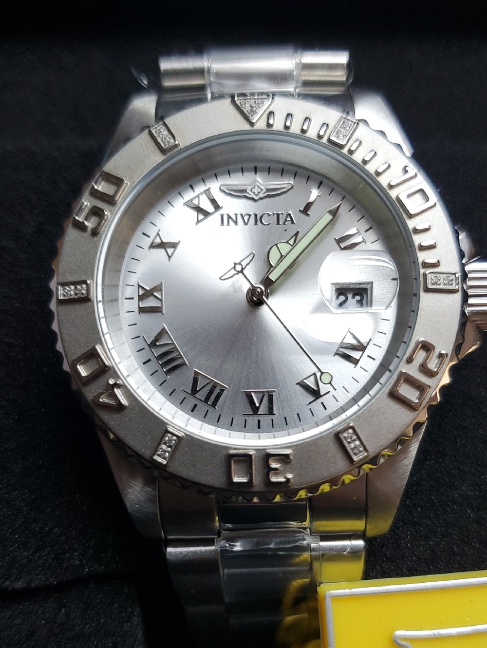 Invicta Silver and Green Accented Stainless Steel Watch
